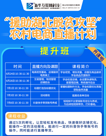 新華云課堂助力湖北脫貧攻堅 開展農村電商免費直播課