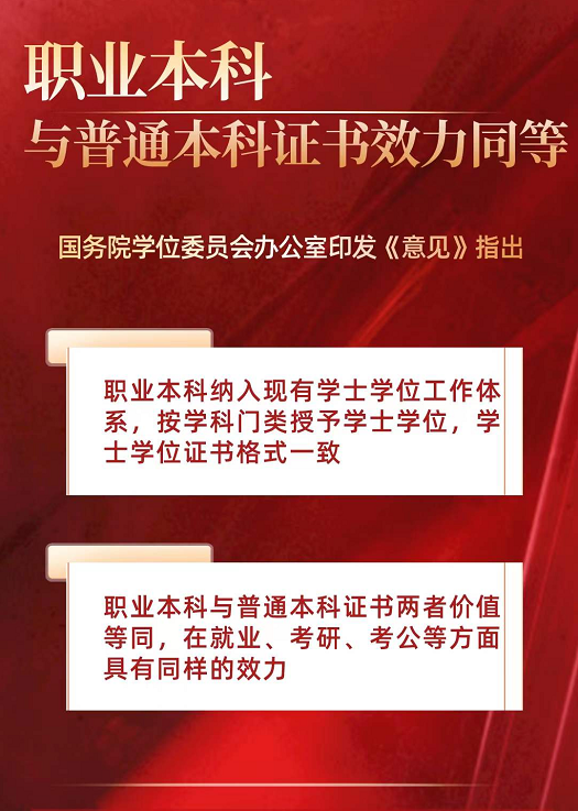 又一利好消息，教育部再發(fā)文：職業(yè)本科與普通本科證書效力同等！